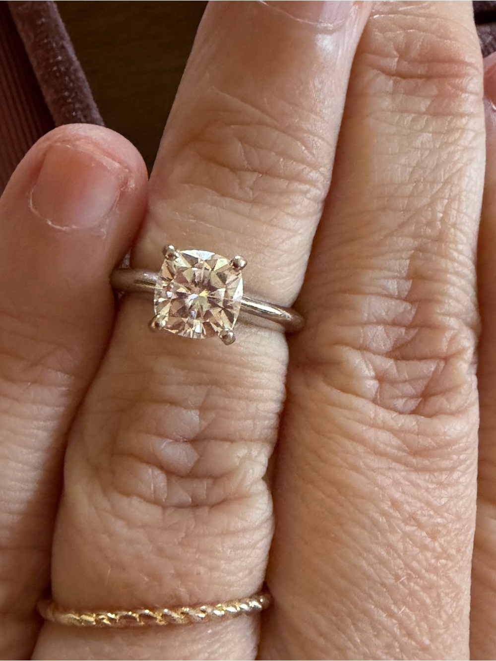 Classic Solitaire Cushion-Cut Moissanite Engagement Ring in 14k